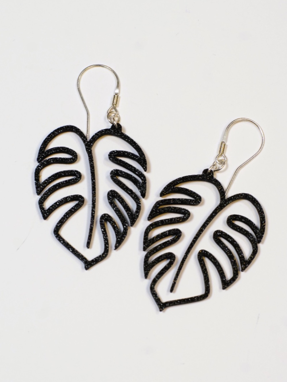 Black Leaf Cutout Dangle Earrings - Women Jewelry